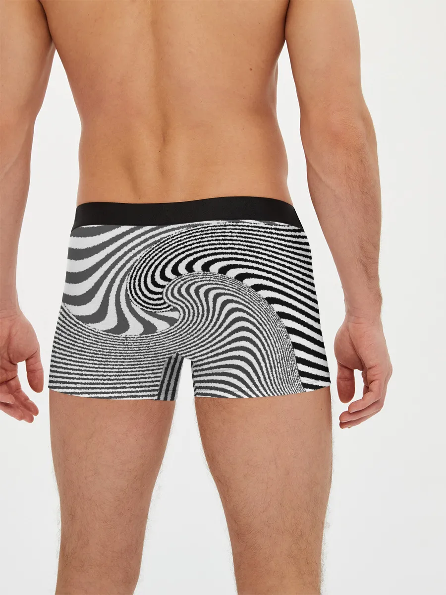 Мужские трусы боксеры / Черно белый мозаичный узор