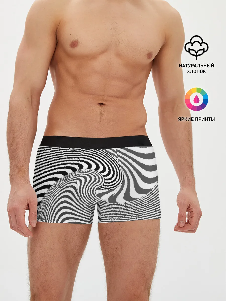 Мужские трусы боксеры / Черно белый мозаичный узор
