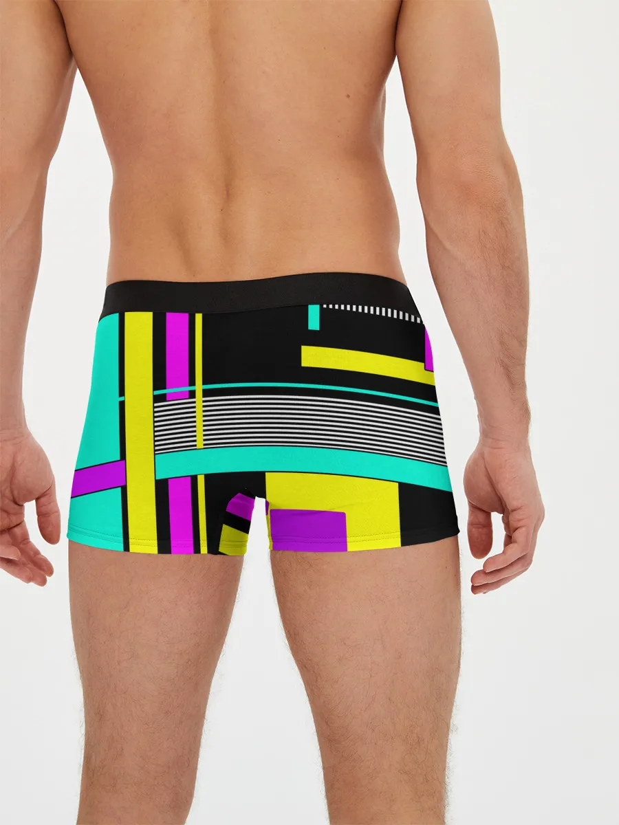 Мужские трусы боксеры / Геометрический неоновый узор