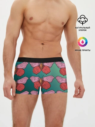 Мужские трусы боксеры / Зеленый принт с бабочками :)