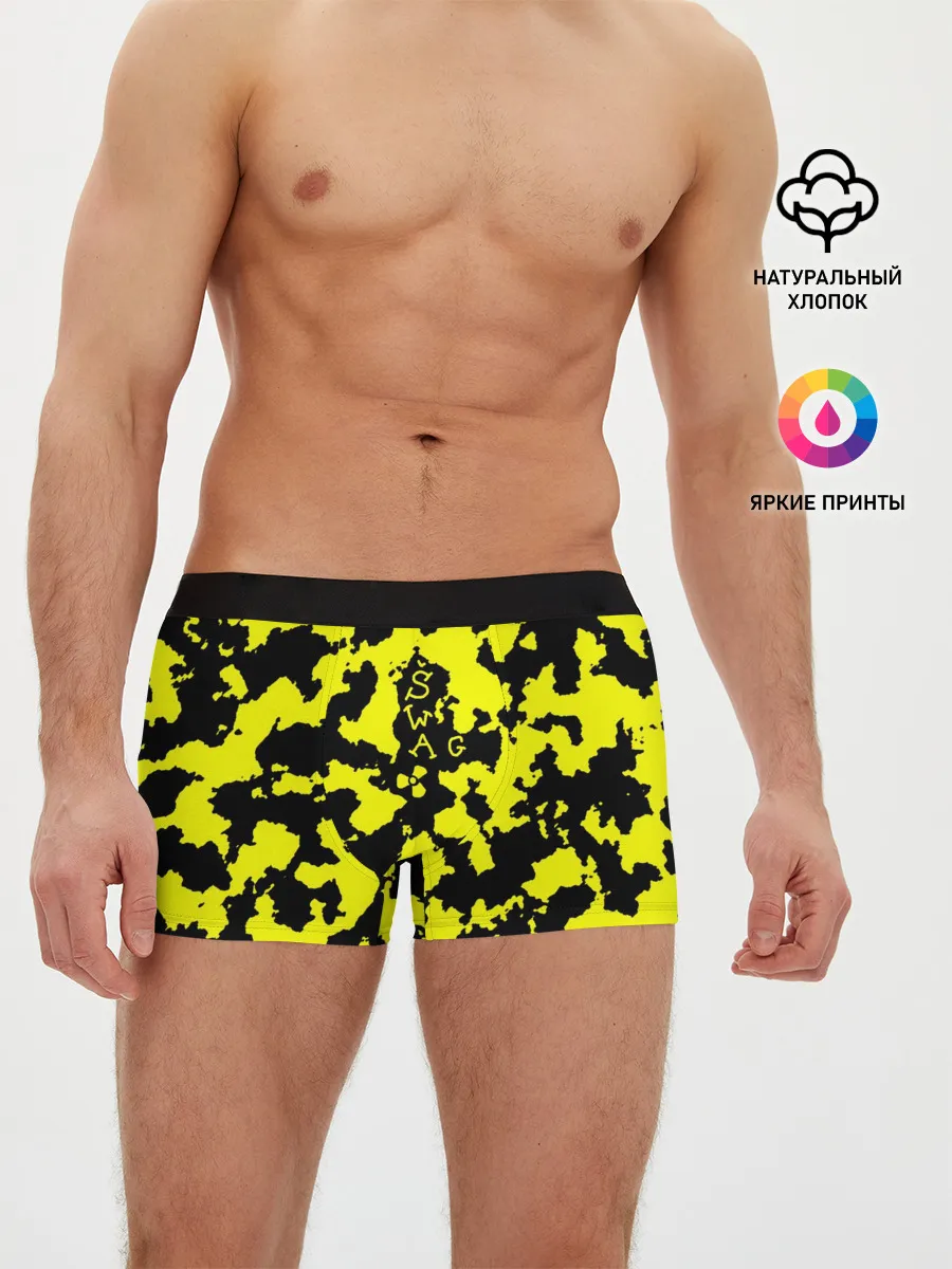 Мужские трусы боксеры / Черно-желтый камуфляж