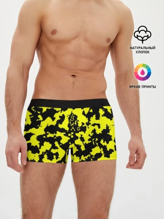 Мужские трусы боксеры / Черно-желтый камуфляж