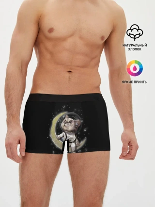 Мужские трусы боксеры / КОТИК НА ЛУНЕ