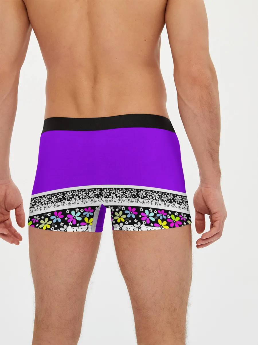 Мужские трусы боксеры / Яркий фиолетовый цветочный