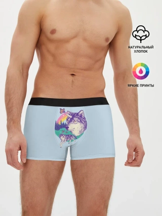 Мужские трусы боксеры / Волк единорог