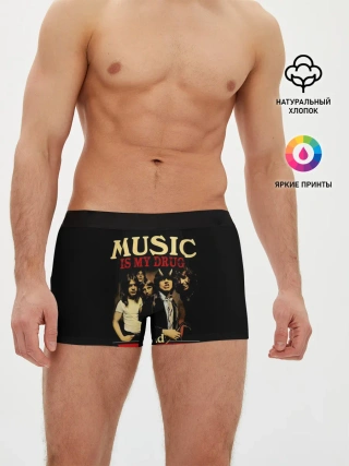 Мужские трусы боксеры / MUSYC IS MY DRUG and AC/DC IS MY DEALER