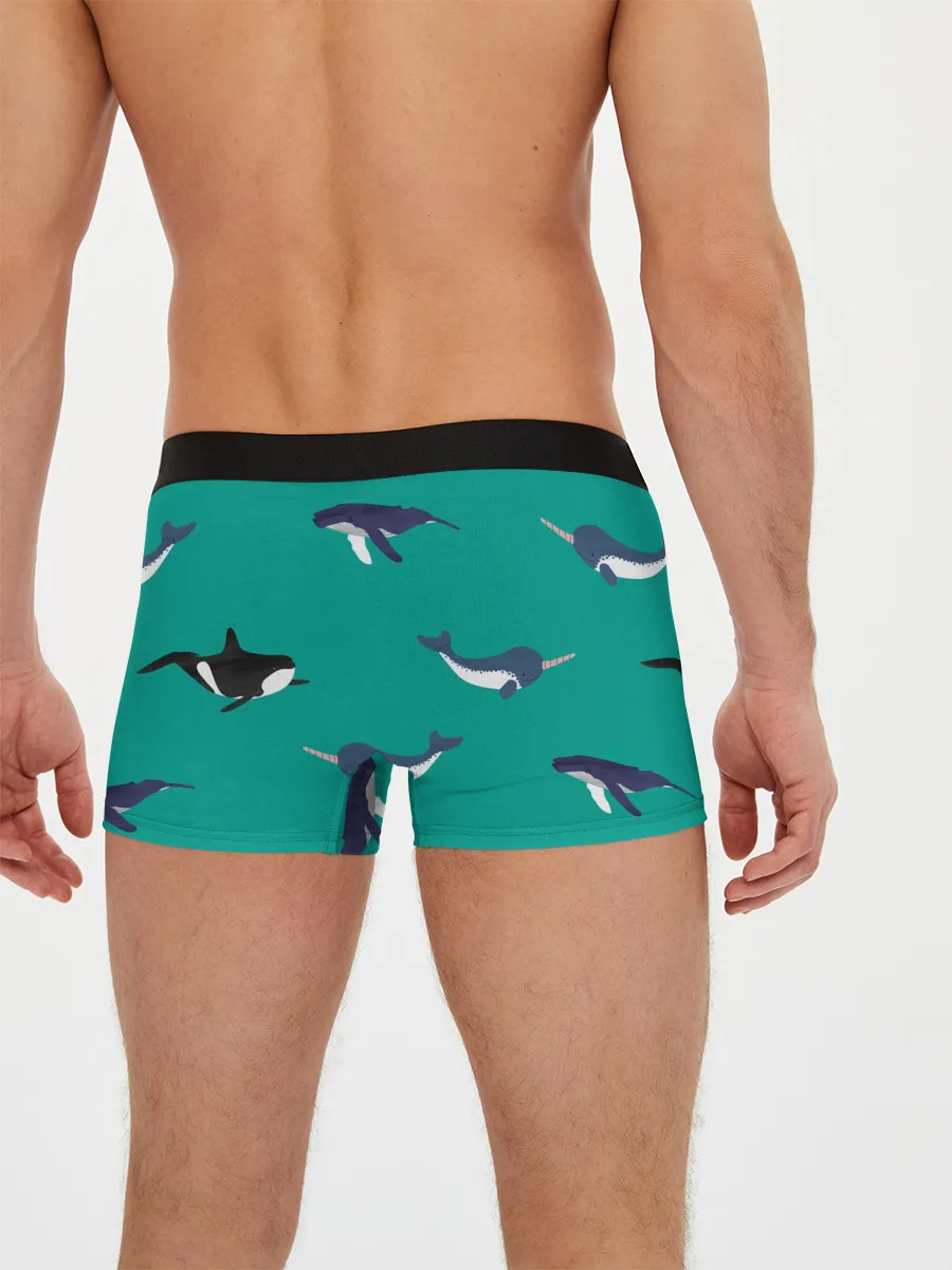 Мужские трусы боксеры / Нарвал, киты, касатка паттерн