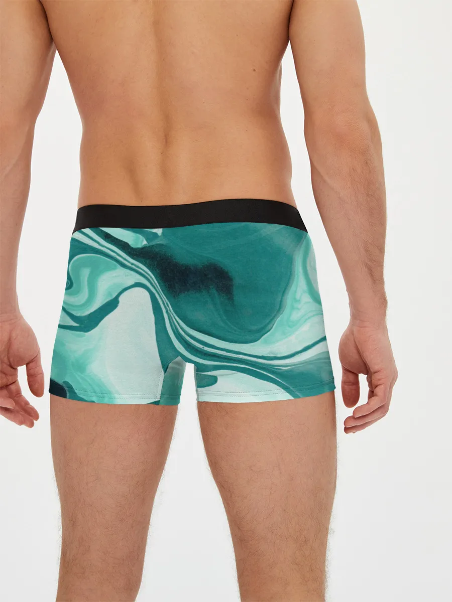 Мужские трусы боксеры / красочный зелёный развод