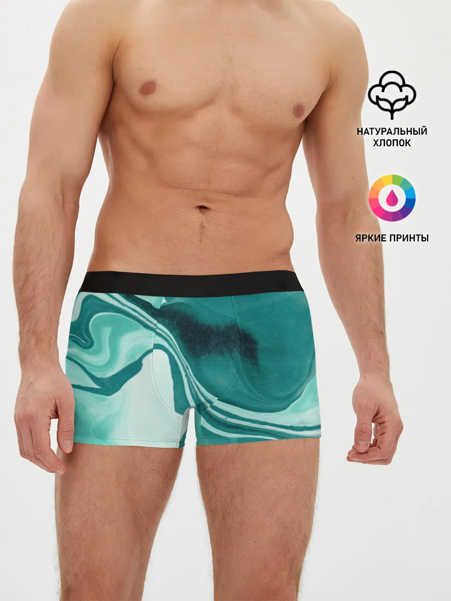 Мужские трусы боксеры / красочный зелёный развод
