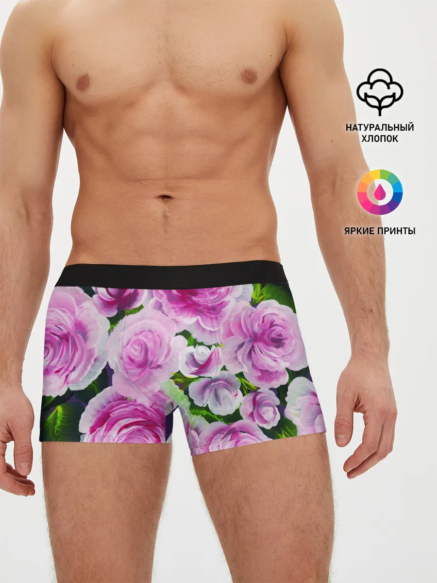 Мужские трусы боксеры / Цветы Розовые Розы красками