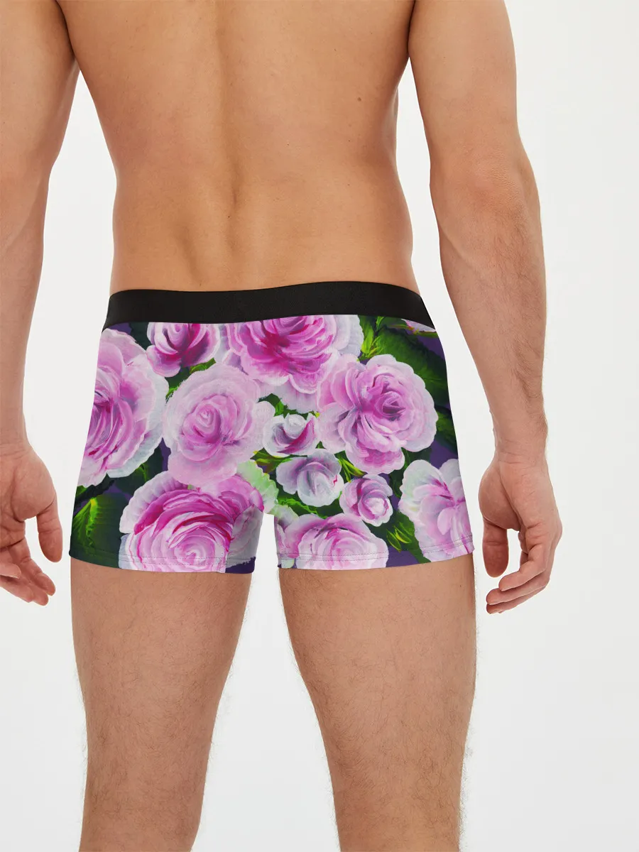 Мужские трусы боксеры / Цветы Розовые Розы красками