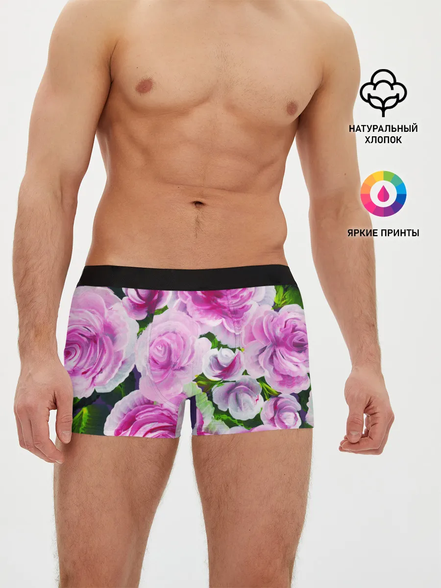 Мужские трусы боксеры / Цветы Розовые Розы красками