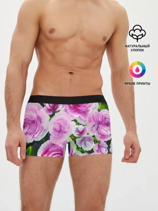 Мужские трусы боксеры / Цветы Розовые Розы красками