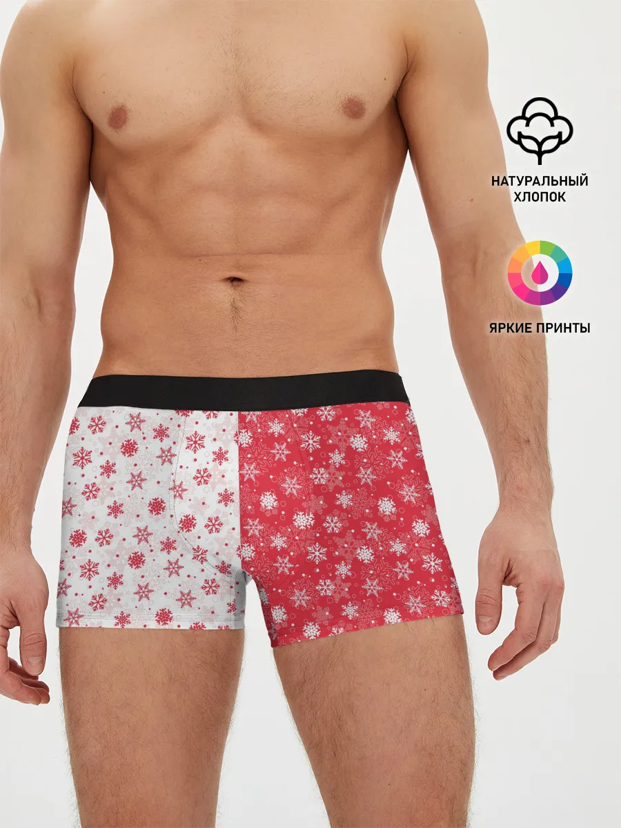 Мужские трусы боксеры / Снежинки - новогодние узоры
