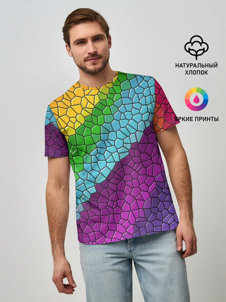 Мужская базовая футболка / Яркая мозаика