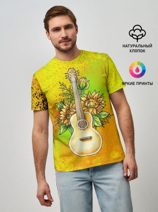 Мужская базовая футболка / Гитара и подсолнухи