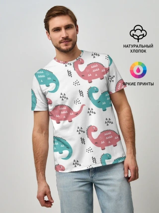 Мужская базовая футболка / Милые динозаврики