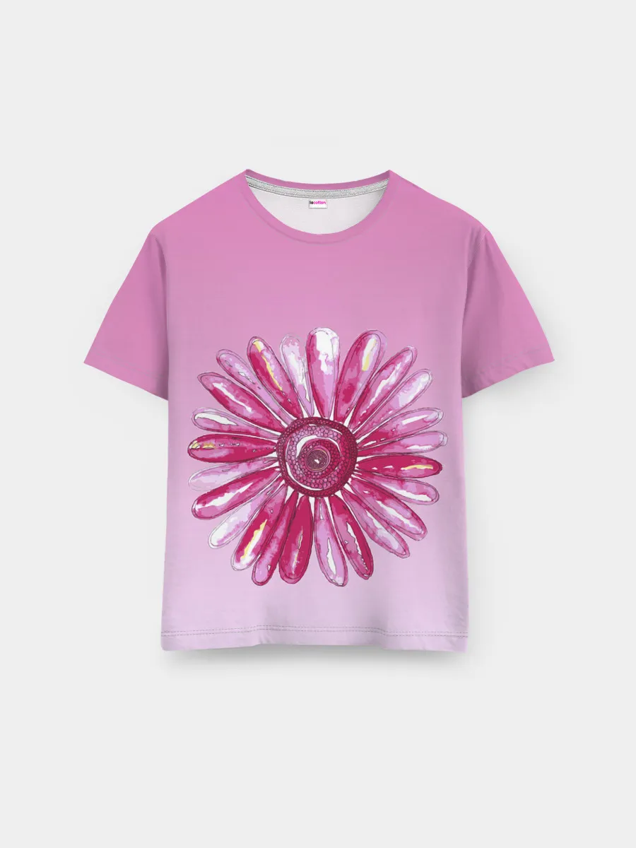 Мужская базовая футболка / розовая ромашка