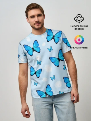 Мужская базовая футболка / Бабочки с Облаками