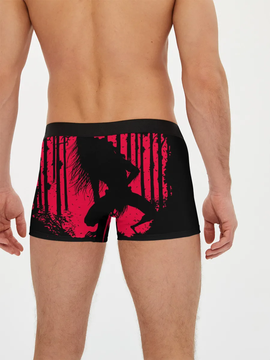 Мужские трусы боксеры / Красный скелет в диком лесу
