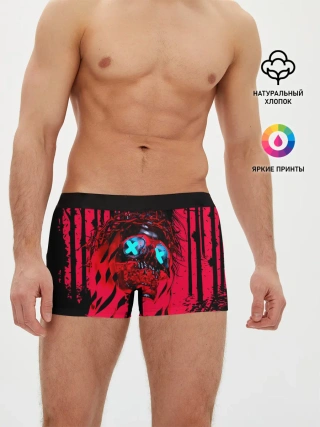 Мужские трусы боксеры / Красный скелет в диком лесу