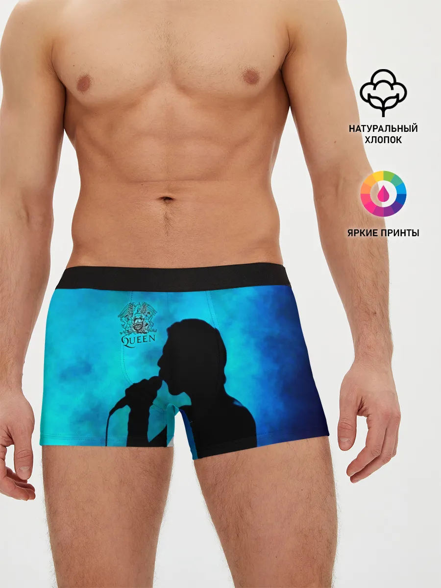 Мужские трусы боксеры / Силуэт Фредди Меркьюри группа Queen