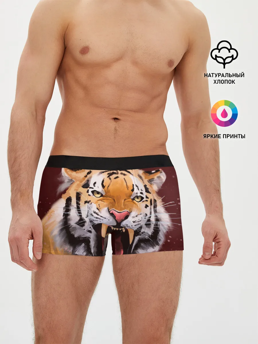 Мужские трусы боксеры / Тигр красавчик сердится