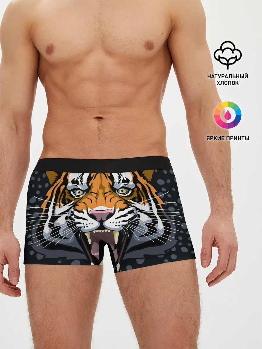 Мужские трусы боксеры / Амурский тигр в ночи