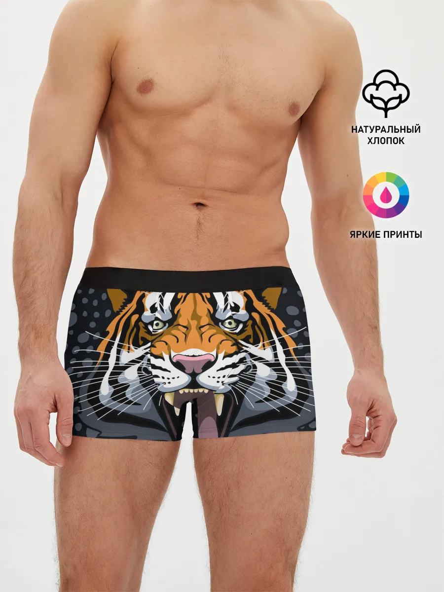 Мужские трусы боксеры / Амурский тигр в ночи
