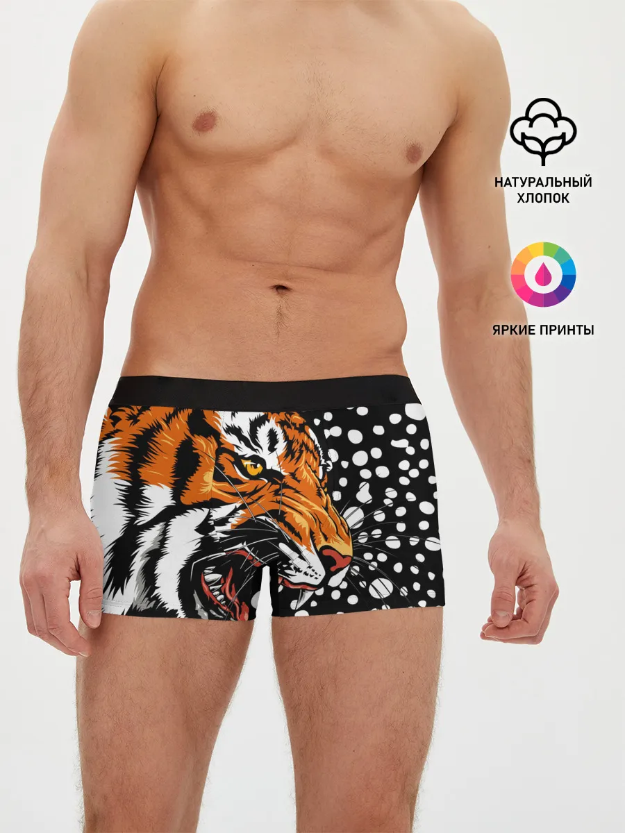 Мужские трусы боксеры / Амурский тигр и снегопад