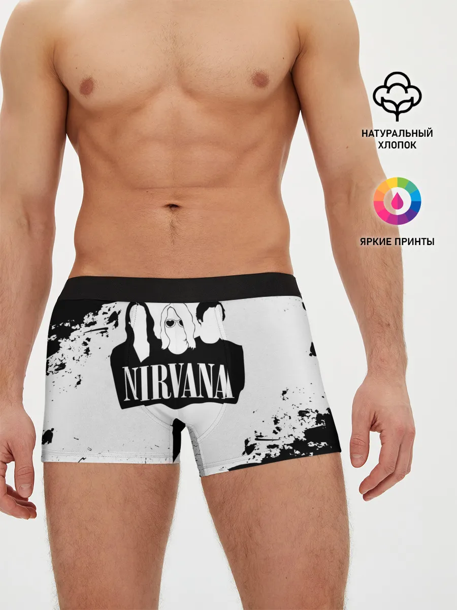 Мужские трусы боксеры / Нирвана Рок Группа Гранж ЧБ | Nirvana