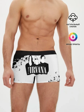 Мужские трусы боксеры / Нирвана Рок Группа Гранж ЧБ | Nirvana