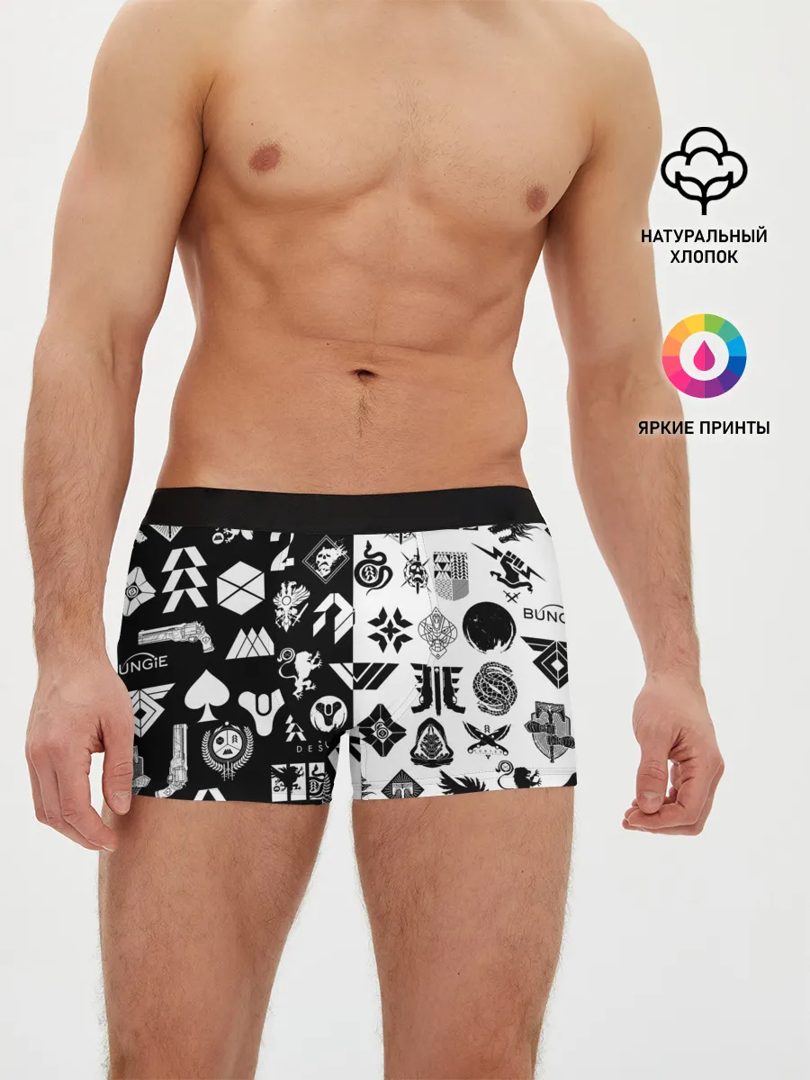 Мужские трусы боксеры / DESTINY LOGOBOMBING ЧЁРНО БЕЛОЕ