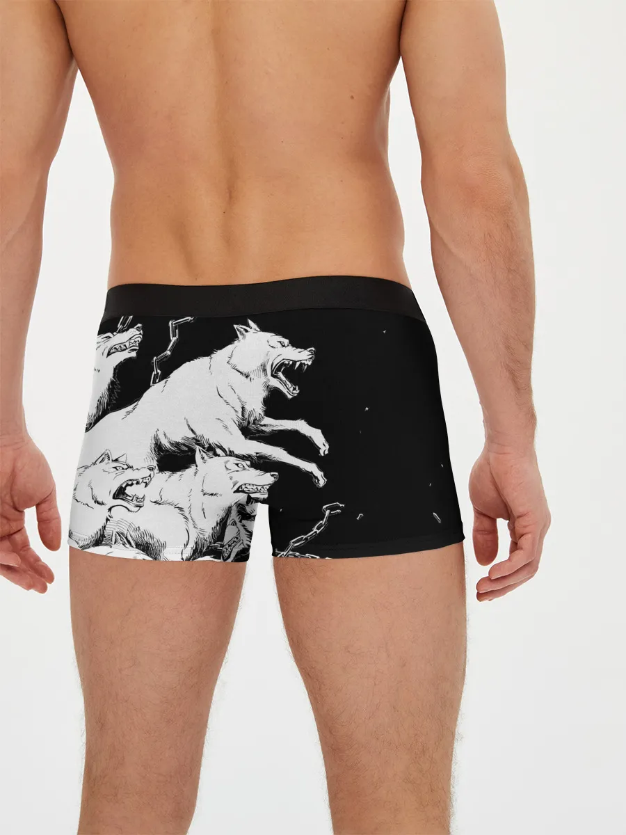 Мужские трусы боксеры / Белые волки