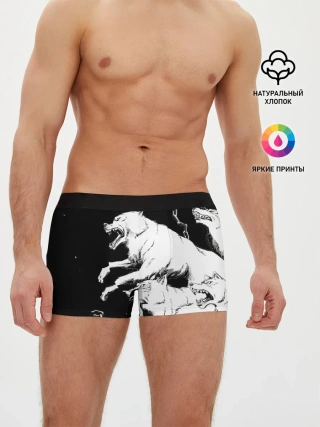 Мужские трусы боксеры / Белые волки