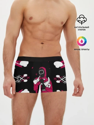 Мужские трусы боксеры / Игра в кальмара x Кот,