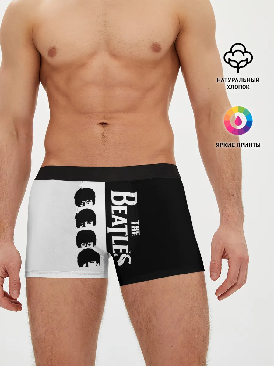 Мужские трусы боксеры / The Beatles черно - белый партер