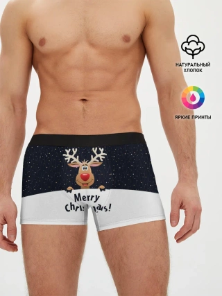 Мужские трусы боксеры / Новогодний Оленёнок Рудольф