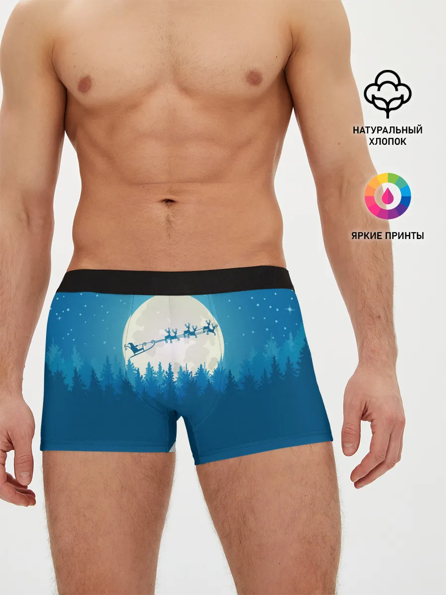 Мужские трусы боксеры / Санта с Оленями