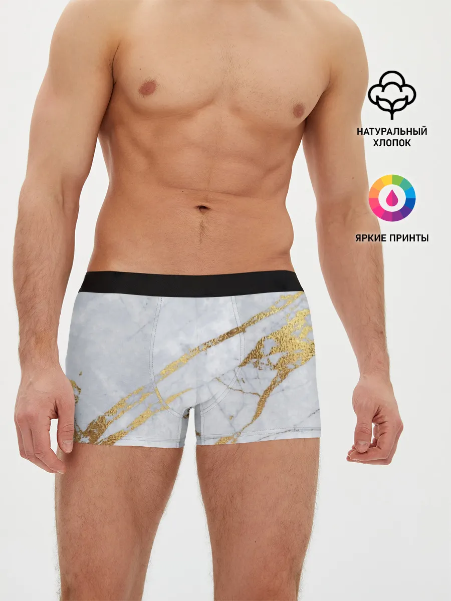 Мужские трусы боксеры / Золото на белом