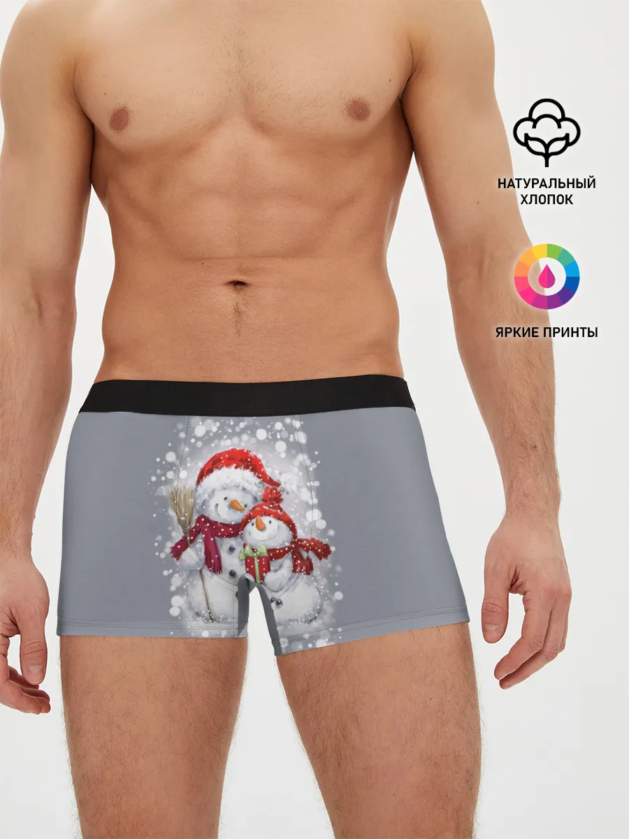 Мужские трусы боксеры / Два снеговика