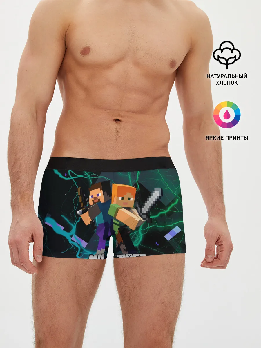 Мужские трусы боксеры / Молнии Майнкрафт