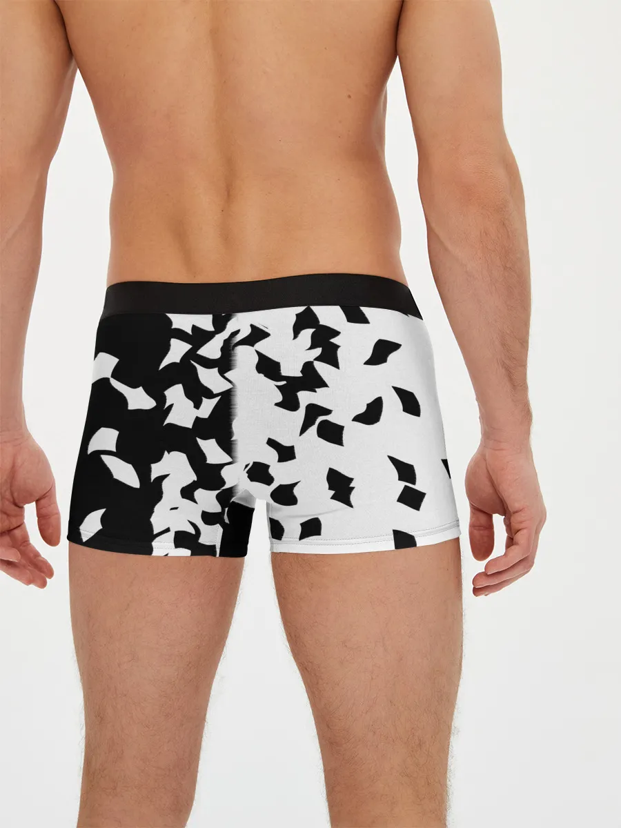 Мужские трусы боксеры / черно-белый камуфляж