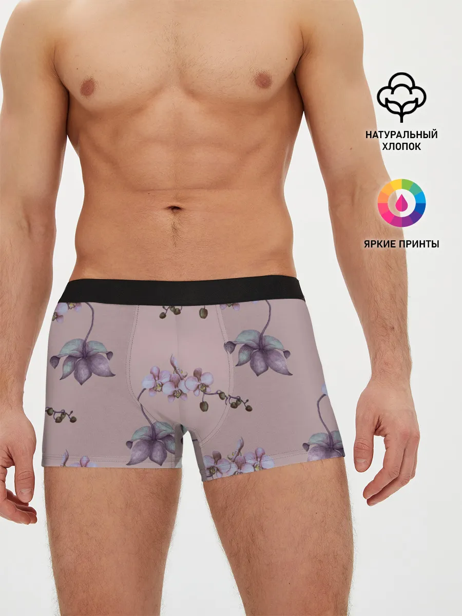 Мужские трусы боксеры / Розовые орхидеи на розовом фоне