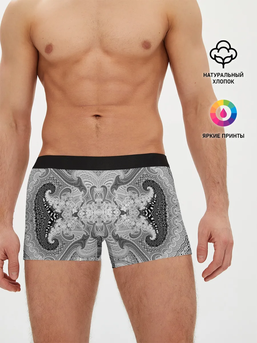 Мужские трусы боксеры / Черно-белый абстрактный узор.