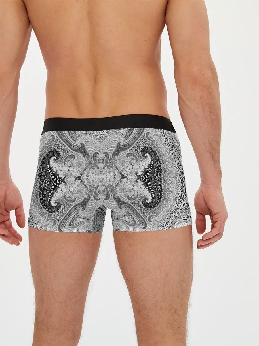 Мужские трусы боксеры / Черно-белый абстрактный узор.