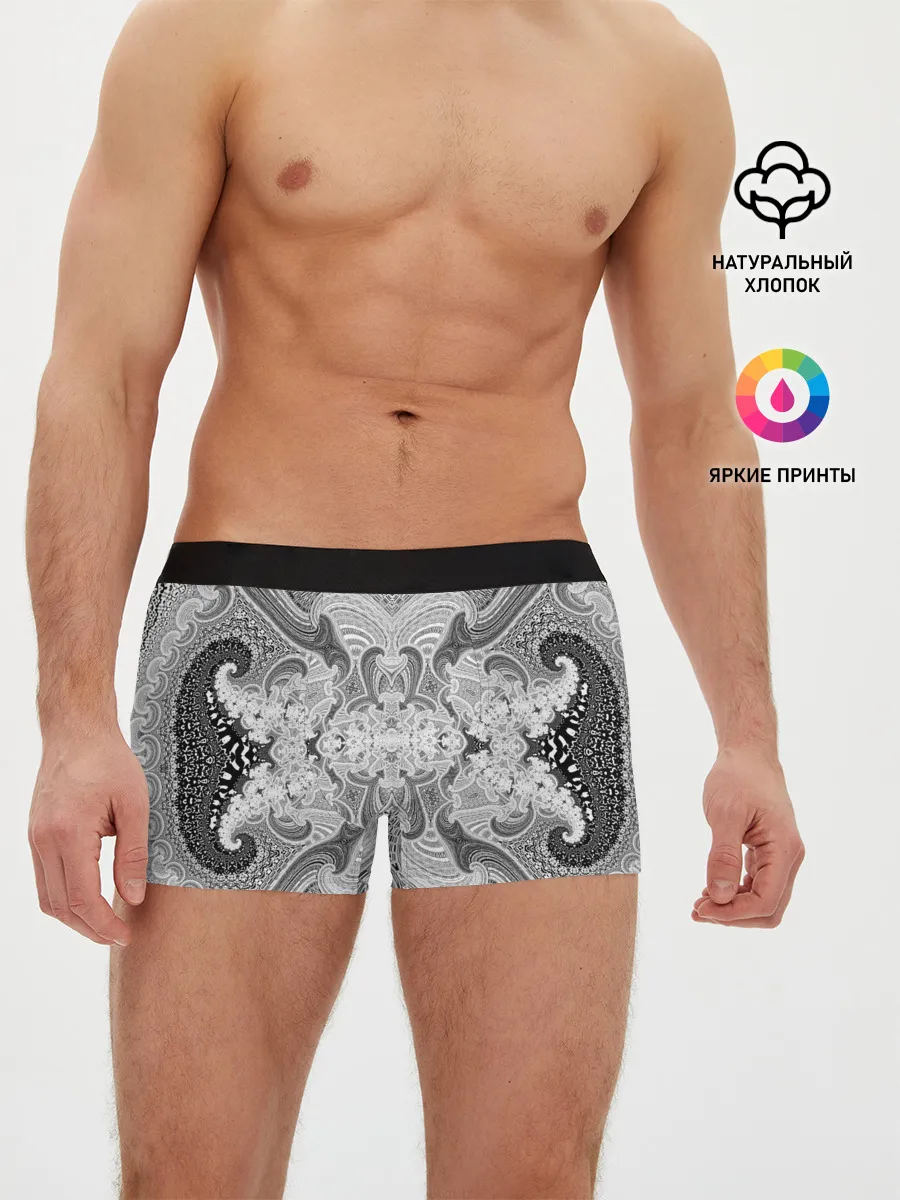 Мужские трусы боксеры / Черно-белый абстрактный узор.