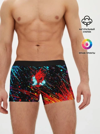 Мужские трусы боксеры / Cyberpunk 2077 Цветные брызги.
