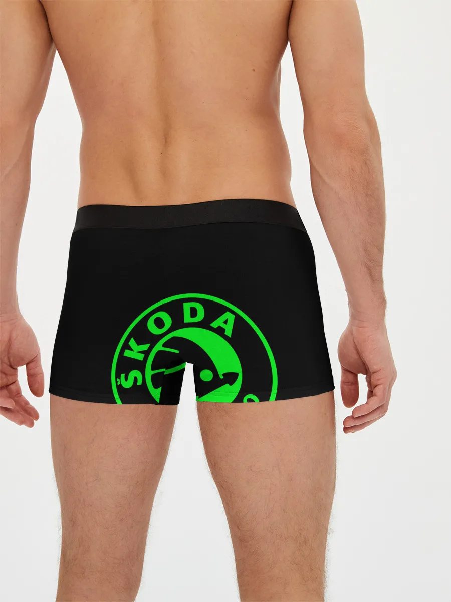 Мужские трусы боксеры / SKODA GREEN LOGO BLACK STYLE