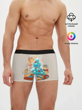 Мужские трусы боксеры / Зверята празднуют новый год